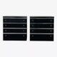 Paire de commodes 4 tiroirs noires et chrome