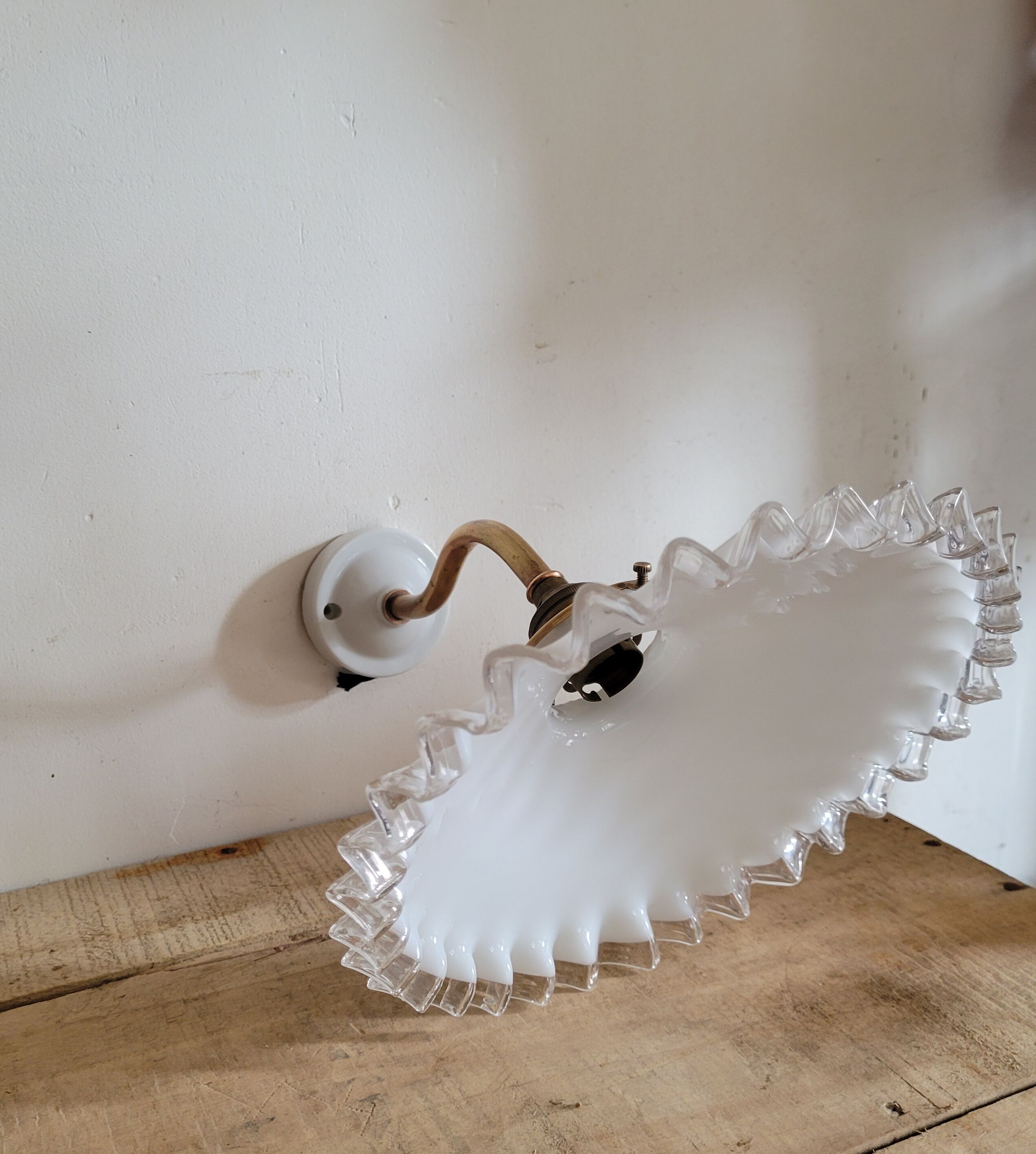 Gooseneck and opaline wall lamp