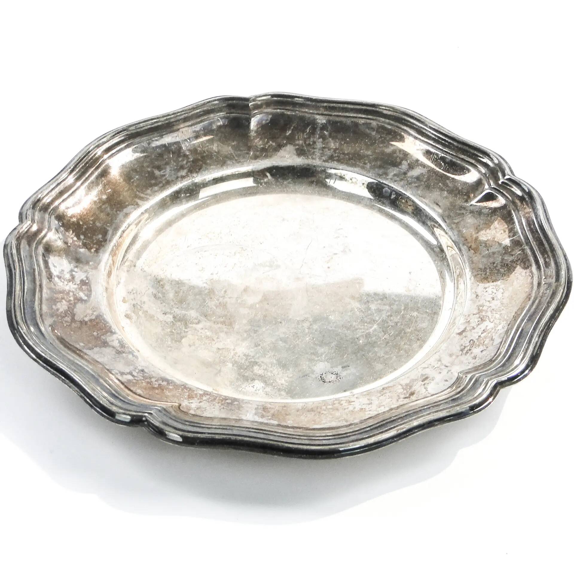 Art Nouveau platter, silver-plated brass, Sweden, 1920s
