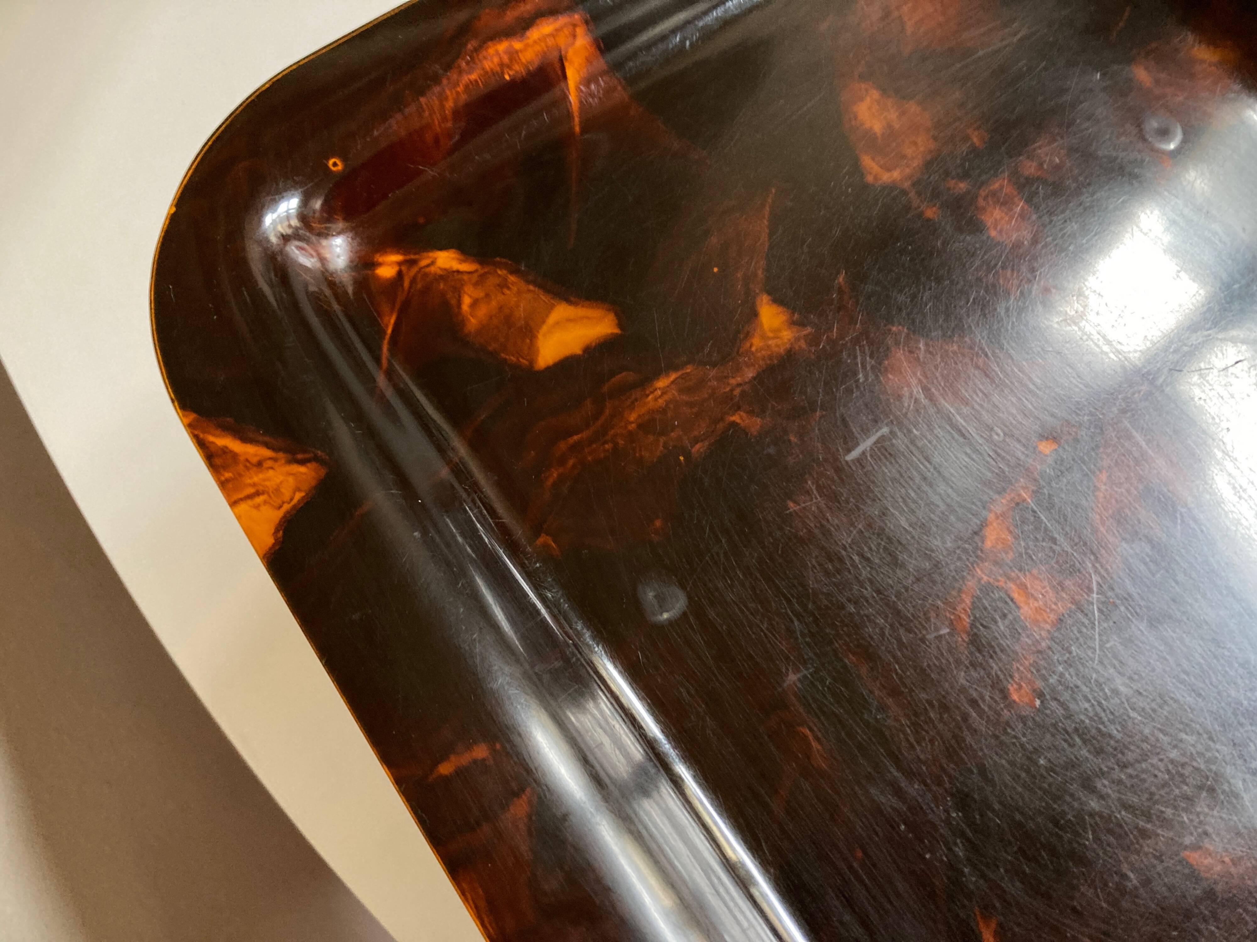 Pair of tortoiseshell lucite trays 1970