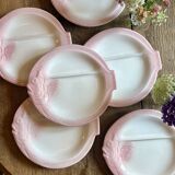 Set of 6 vintage plates in the shape of pink and gray fish - Nidervillier