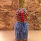 Old Lady Jeanne Bottle Glass + Rattan Woven Wicker Painted Vintage