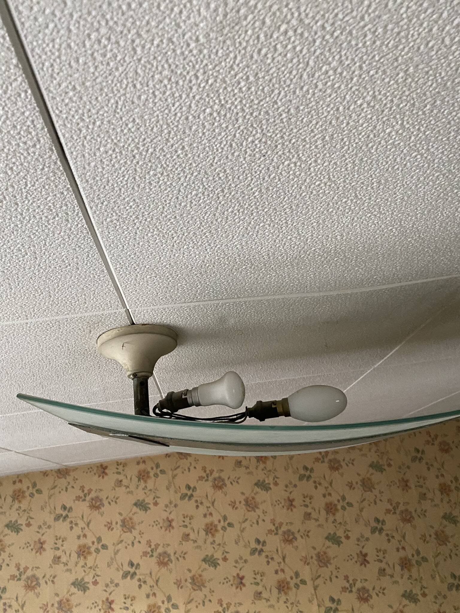 Rectangular ceiling light / chandelier in sandblasted glass and vintage Art Deco chrome