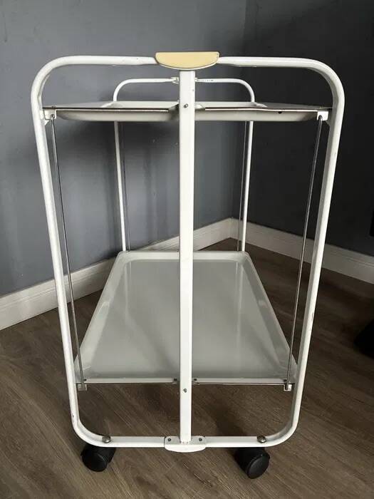 Folding Mobile Bar Cart / Serving Trolley — White, 1970s