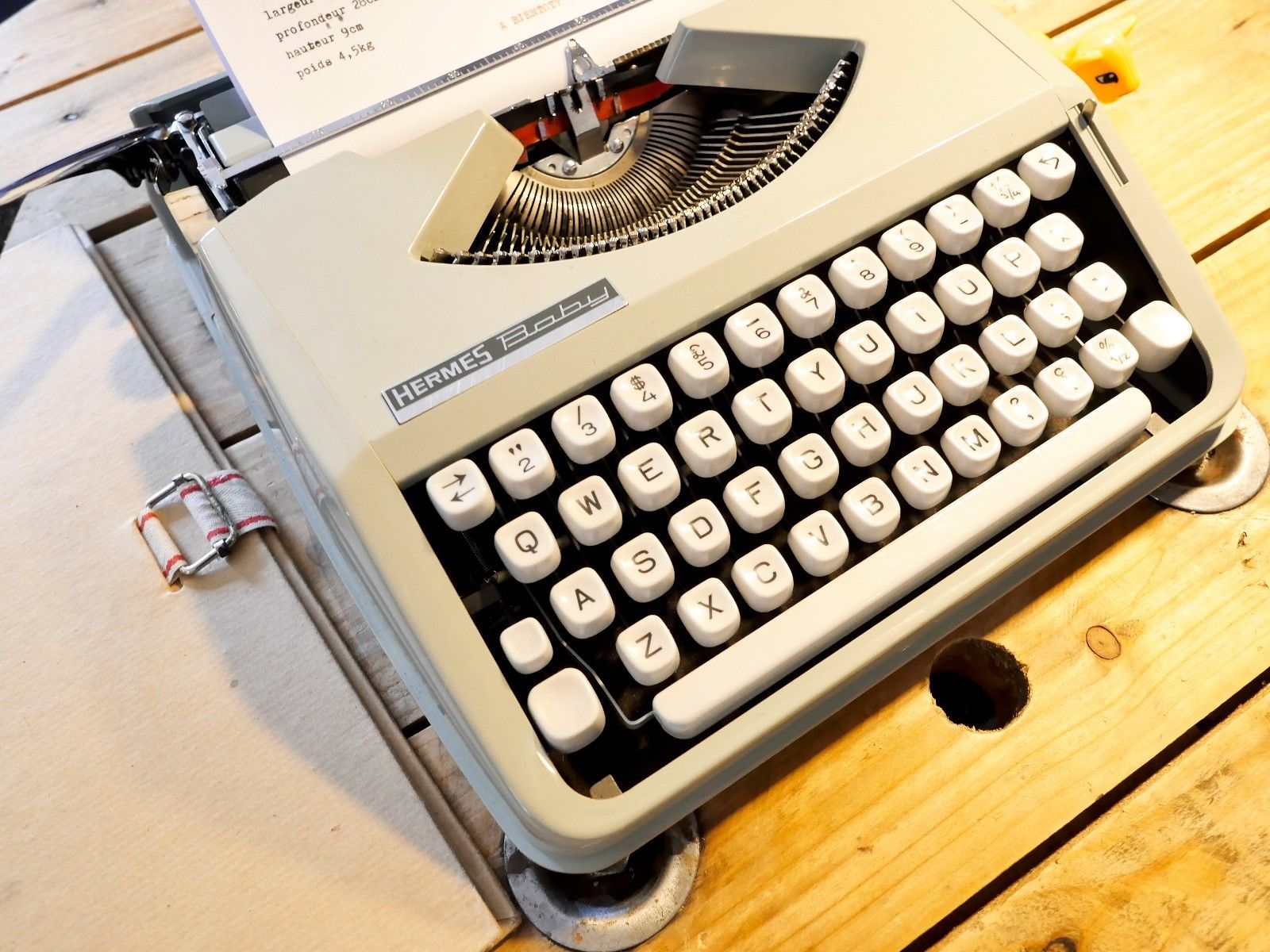 Blue green baby hermes typewriter