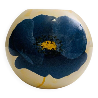 Lunéville earthenware ball vase - "Blue Anemone" collection