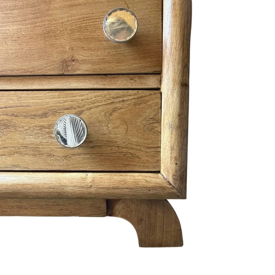 Commode asymétrique art déco chêne brut rénovée