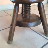 Old solid oak stool adjustable in height 50