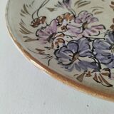 Stoneware plate with hand-painted floral decoration