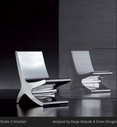 Fauteuil inox X Megaron Studio