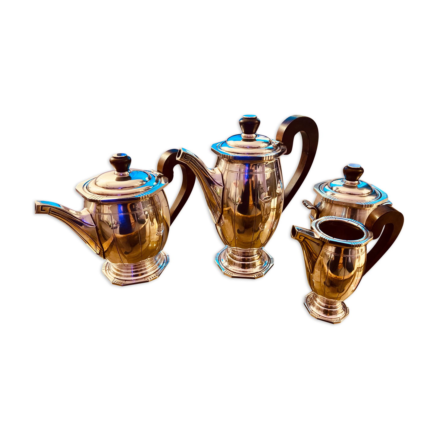 Art Deco coffee set in silver metal
