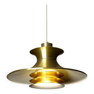 Vintage Scandinavian Pendant Lamp, Gold, 1970s