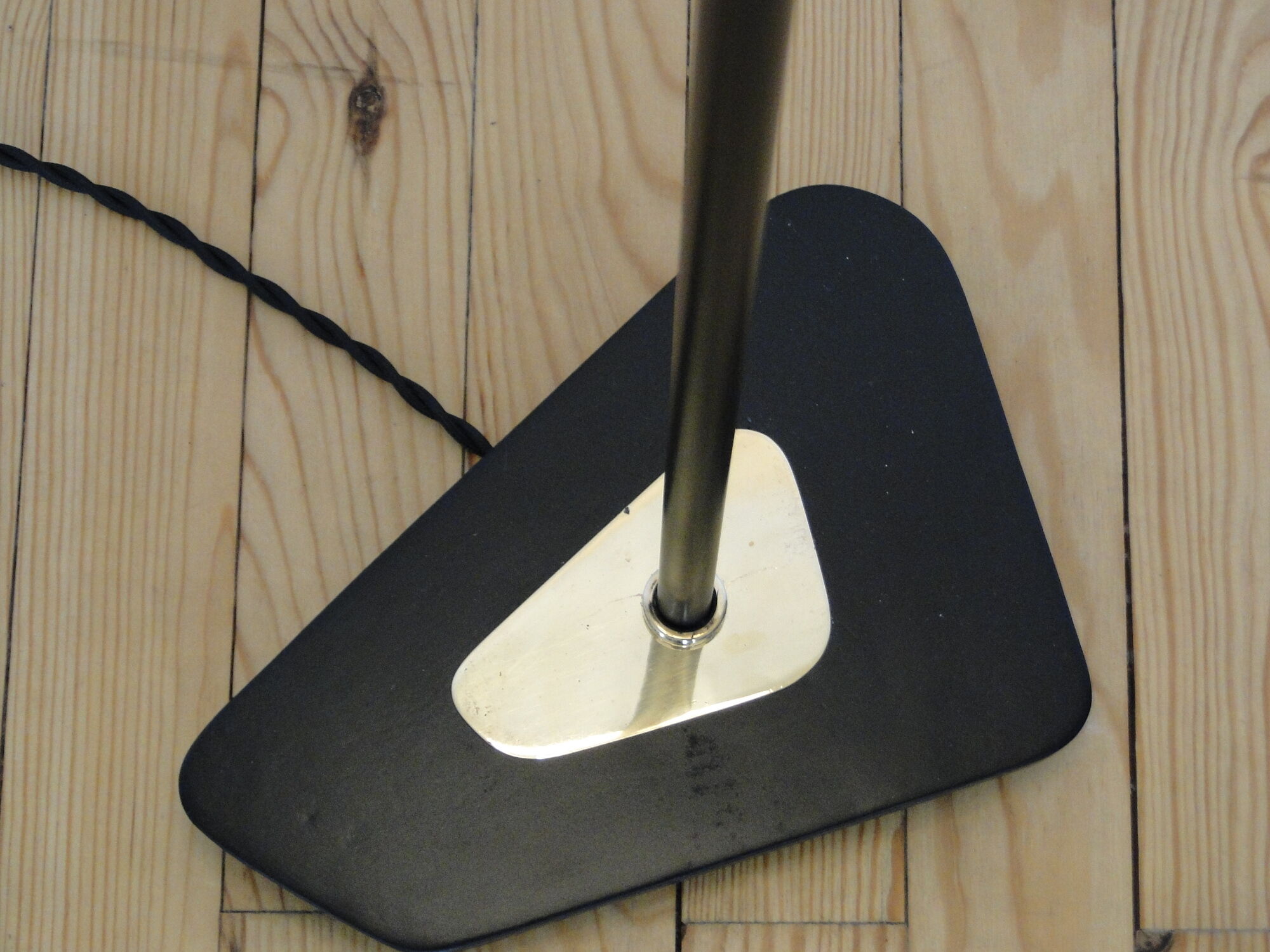 Adjustable vintage floor lamp by lunel 1950 france brass metal