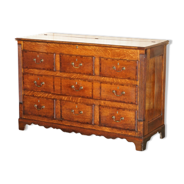 Commode Mule anglaise XVIIIe siècle à dessus pliant en chêne Georgian