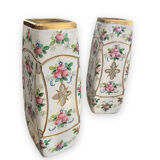 Pair of vases in enamelled and gilded crystal Rose motifs