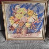 Old painting representing a bouquet of flowers