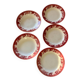 Vintage set of 5 St Amand earthenware plates with apples.