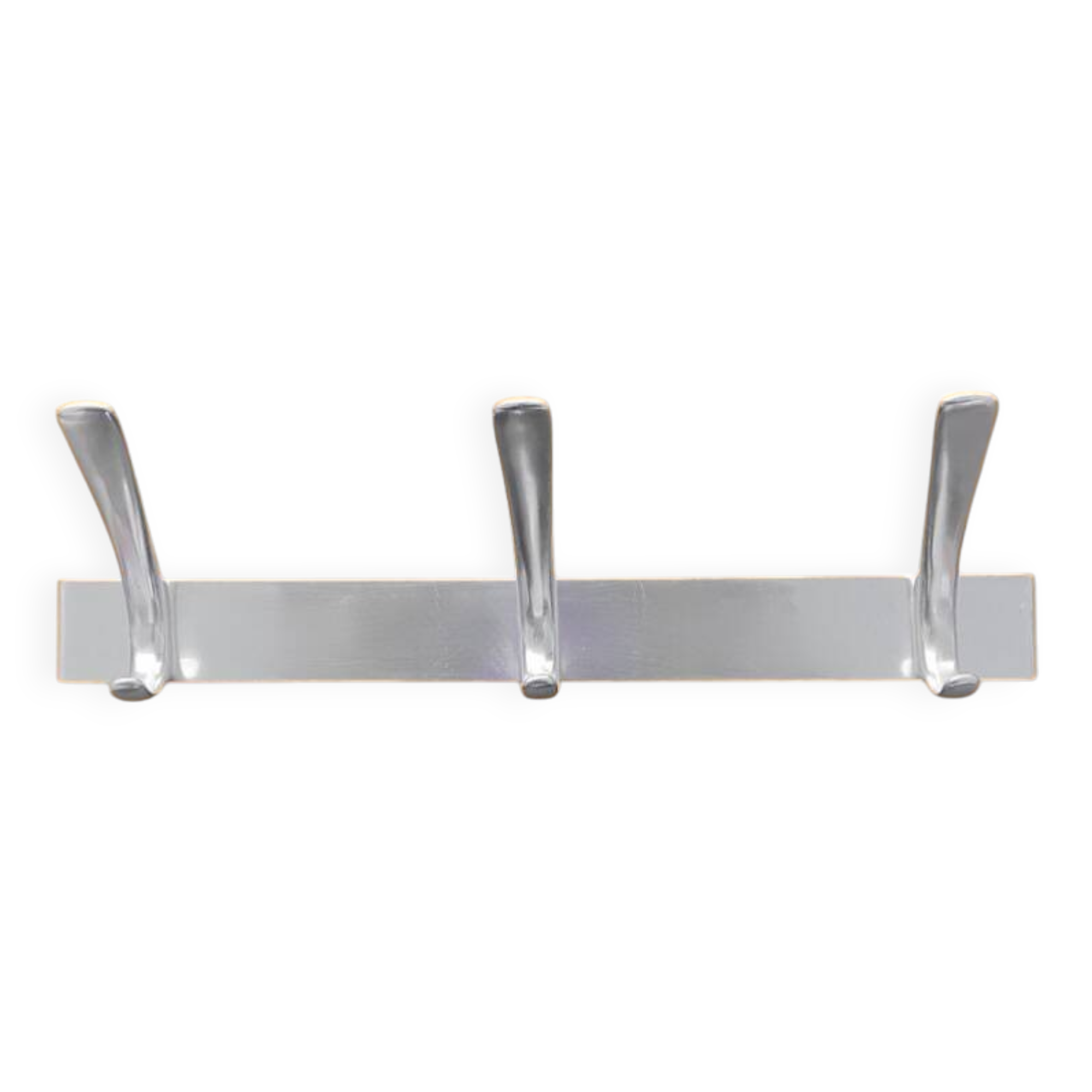 Vintage aluminum wall coat rack with three hooks - good condition