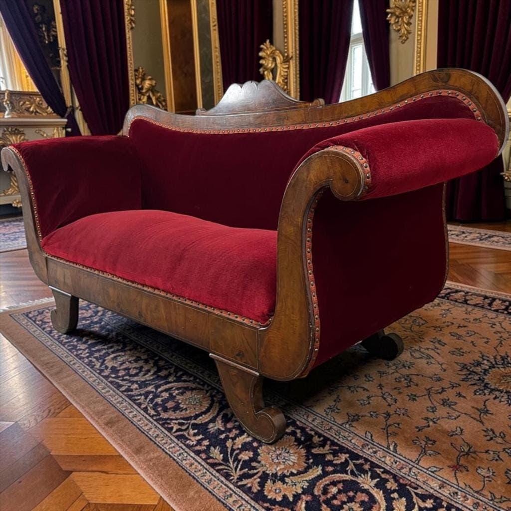 Vintage Bordeaux baroque sofa