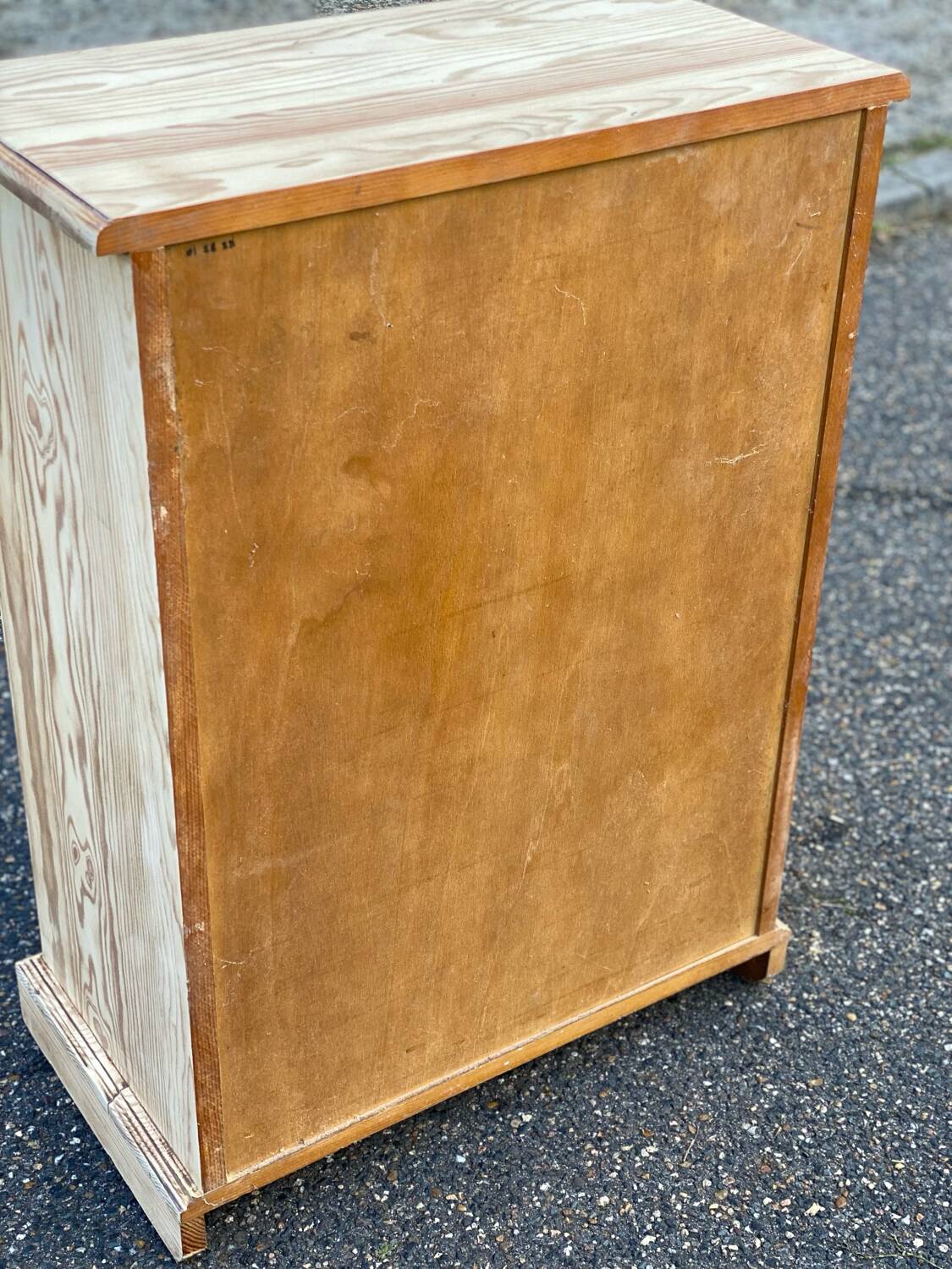 Louis Philippe chest of drawers with 3 drawers renovated in raw solid wood