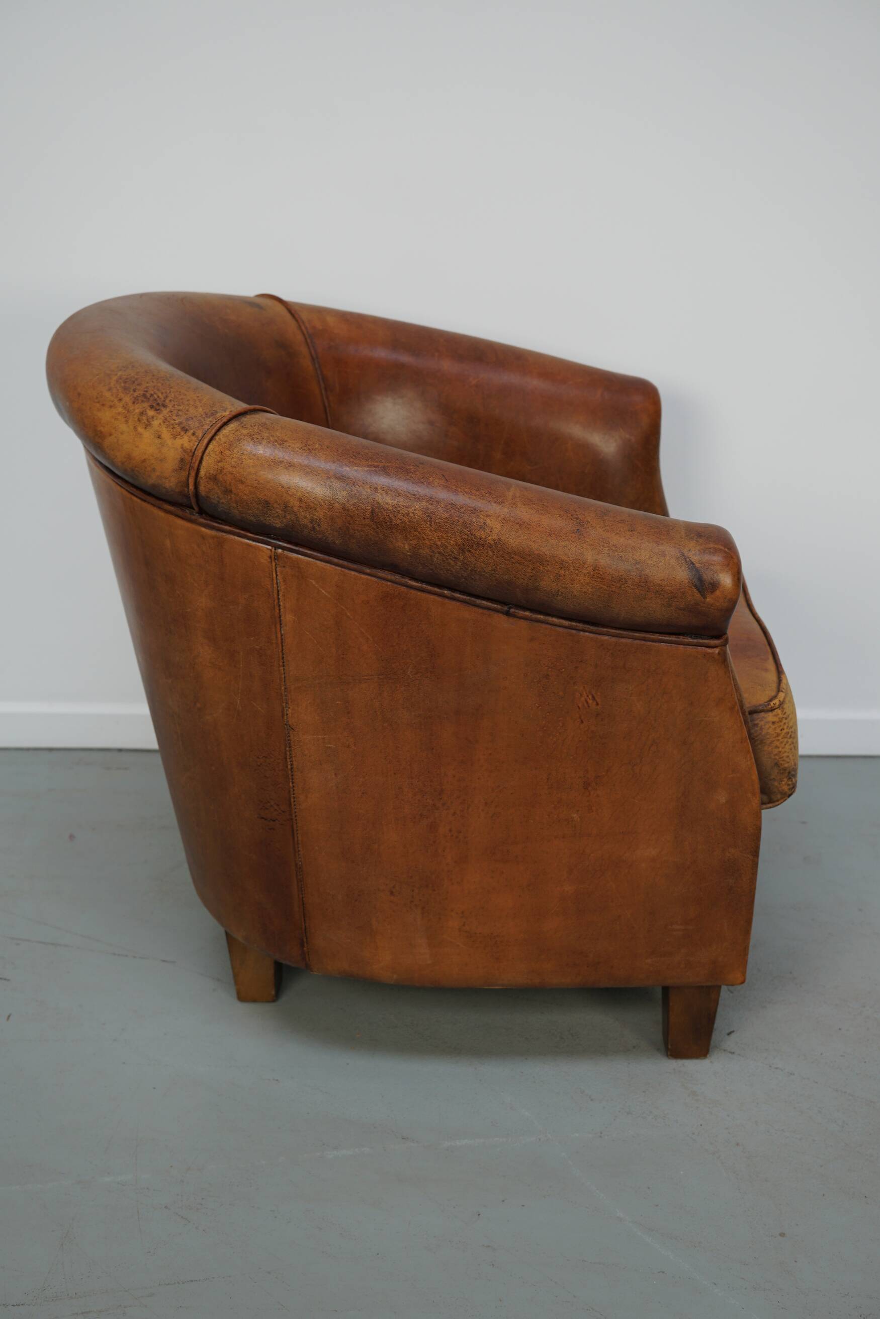 Vintage Dutch Club Chair in Cognac Leather