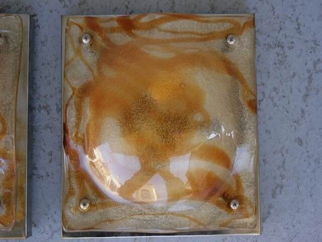 Pair of sconces 1970 design molded glass