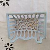 Vintage blue enamel soap dish, 1940s