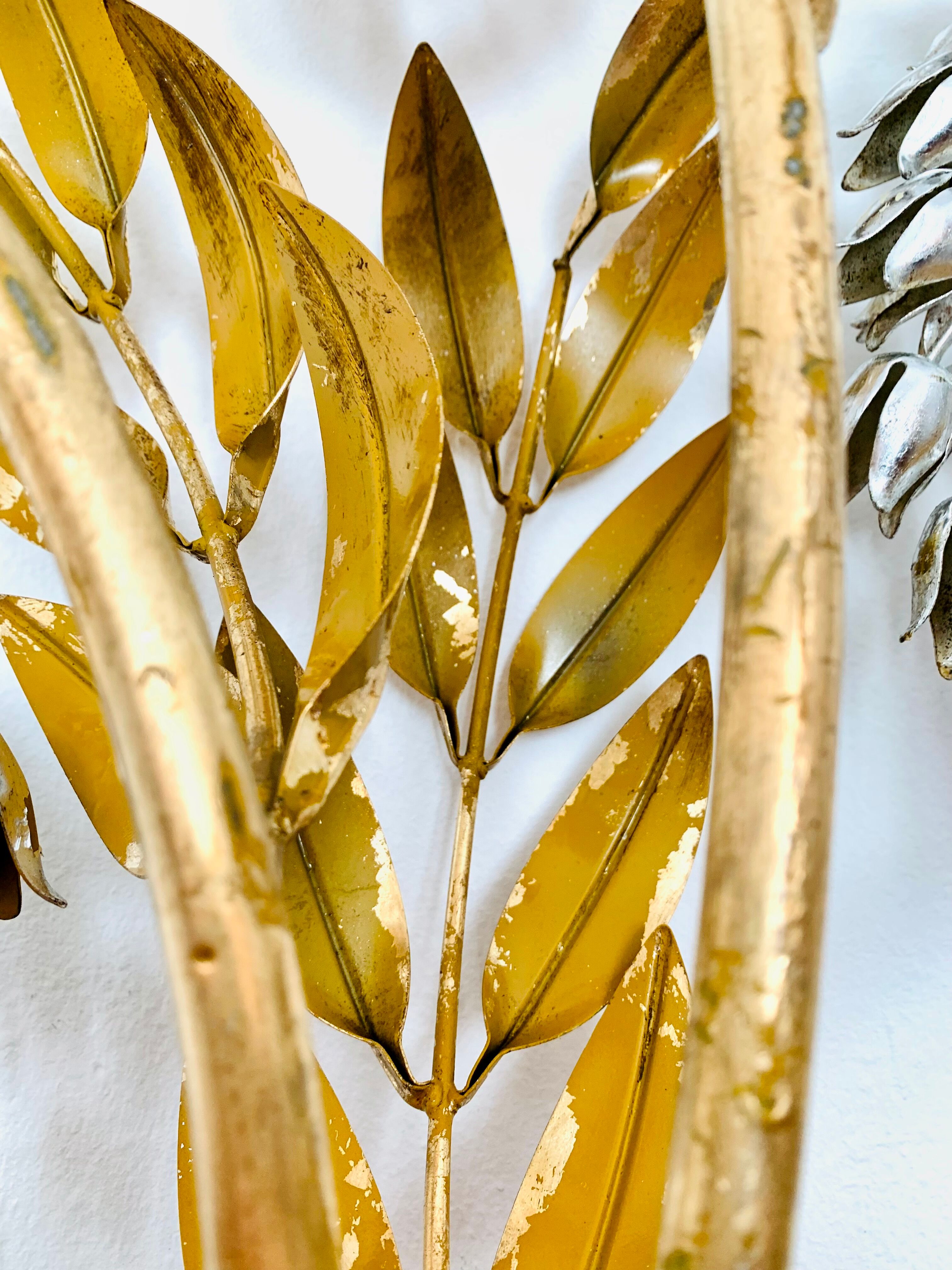 Hollywood Regency palm leaf wall lamp by Hans Kögl