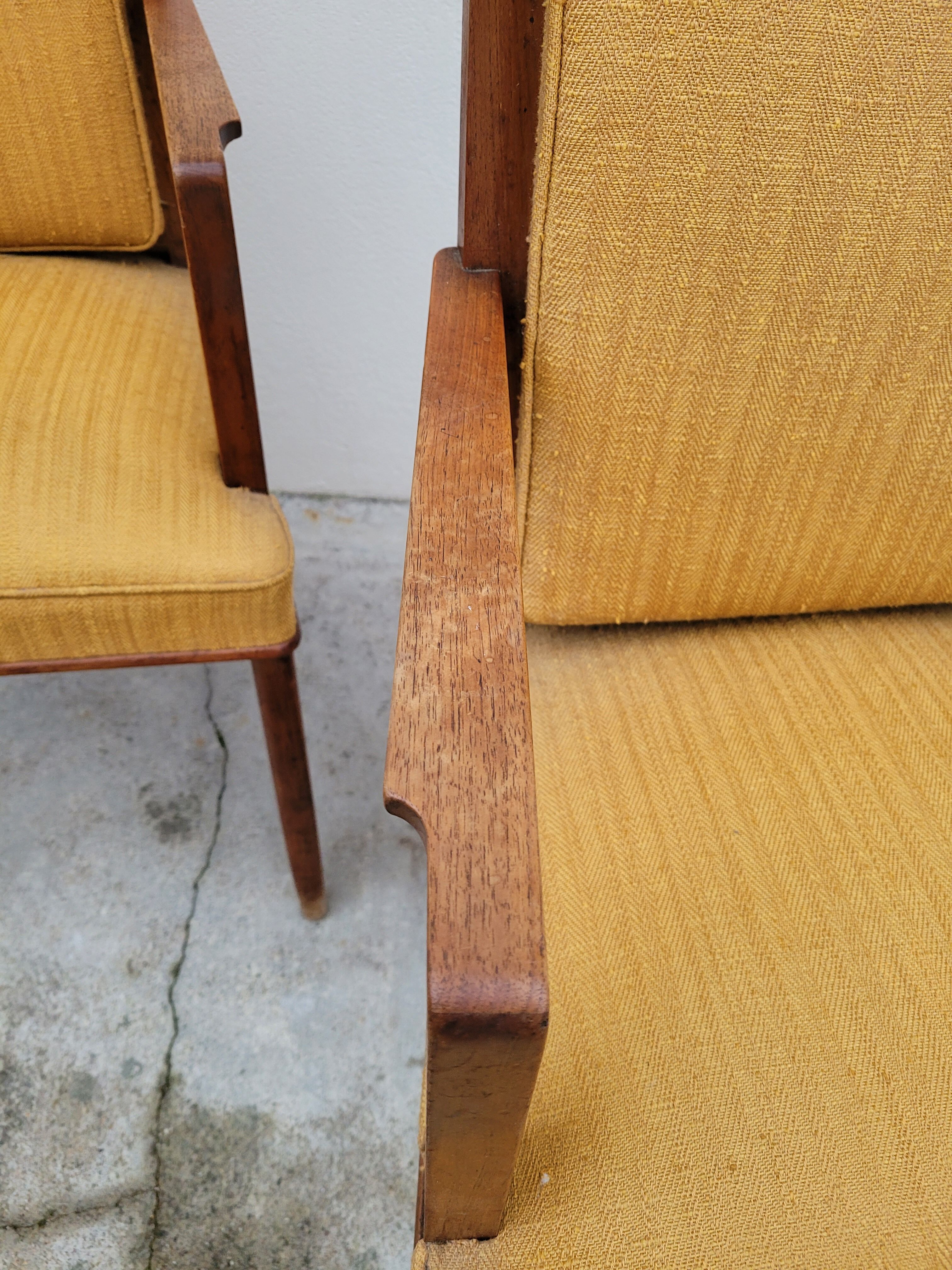 Pair of armchairs bridge era art deco walnut