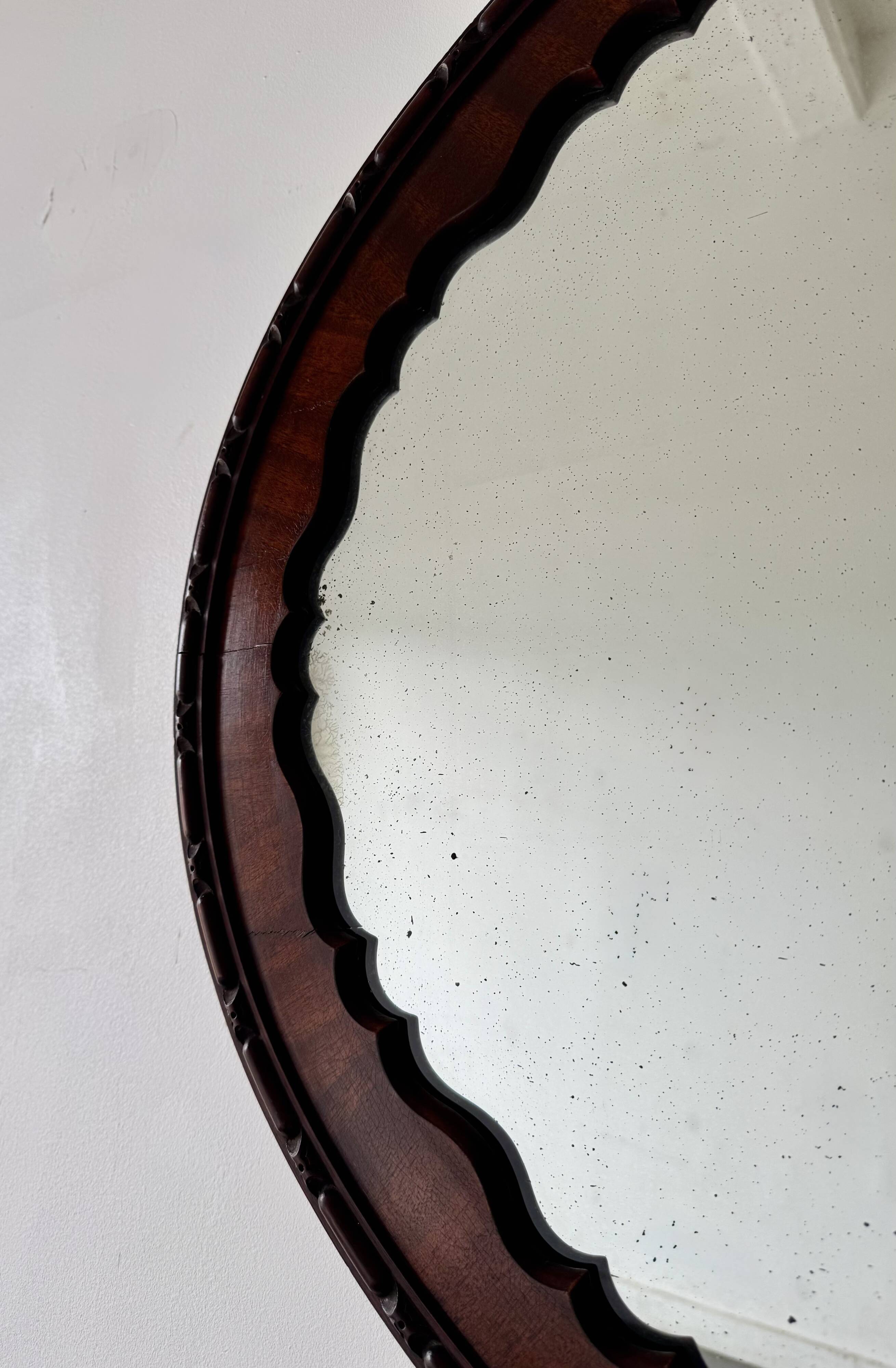Antique Oval Mahogany Wall Mirror