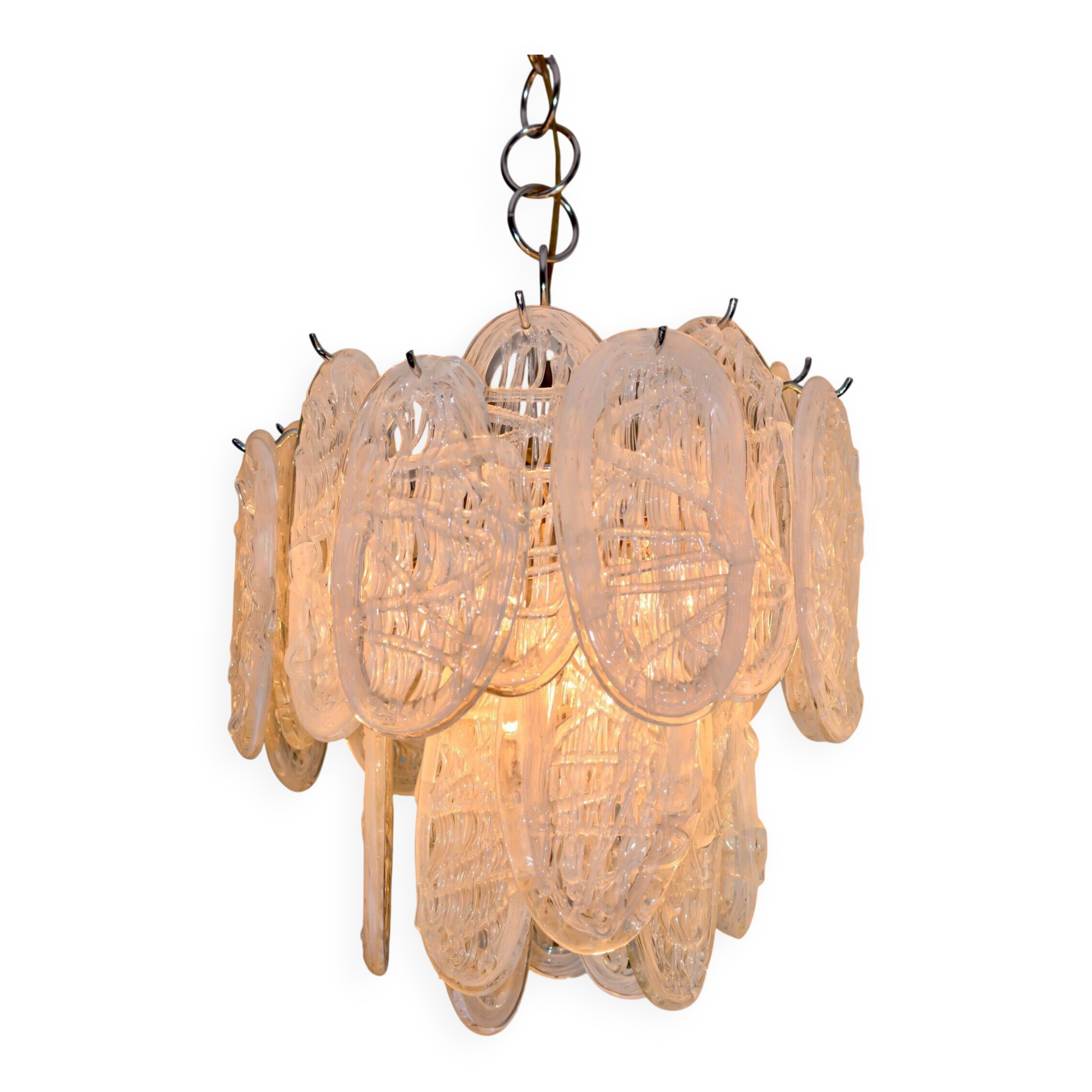 Lustre Mazzega italien vintage en verre texturé, années 1960–1970