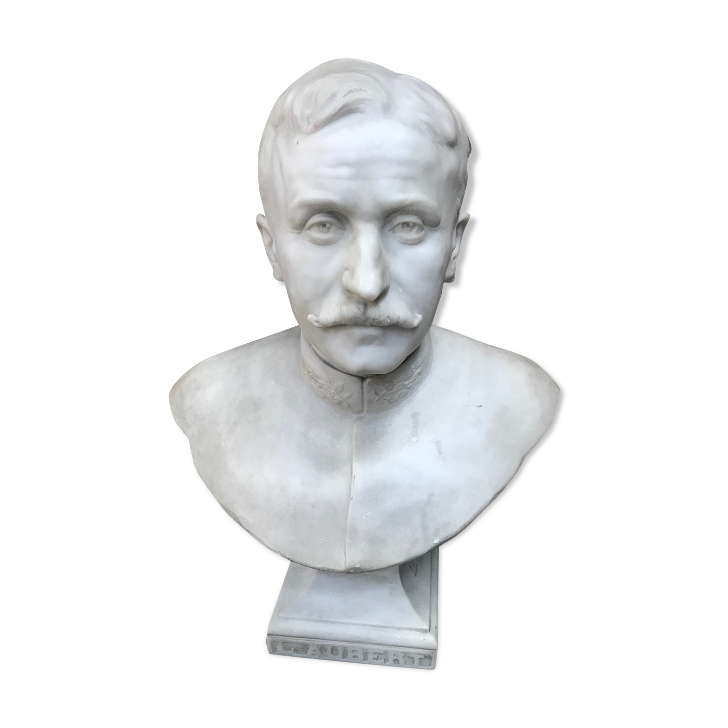 Man bust in square marble signed "F. Dezandes"