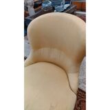 Chauffeuse d'époque Napoléon III tissu jaune