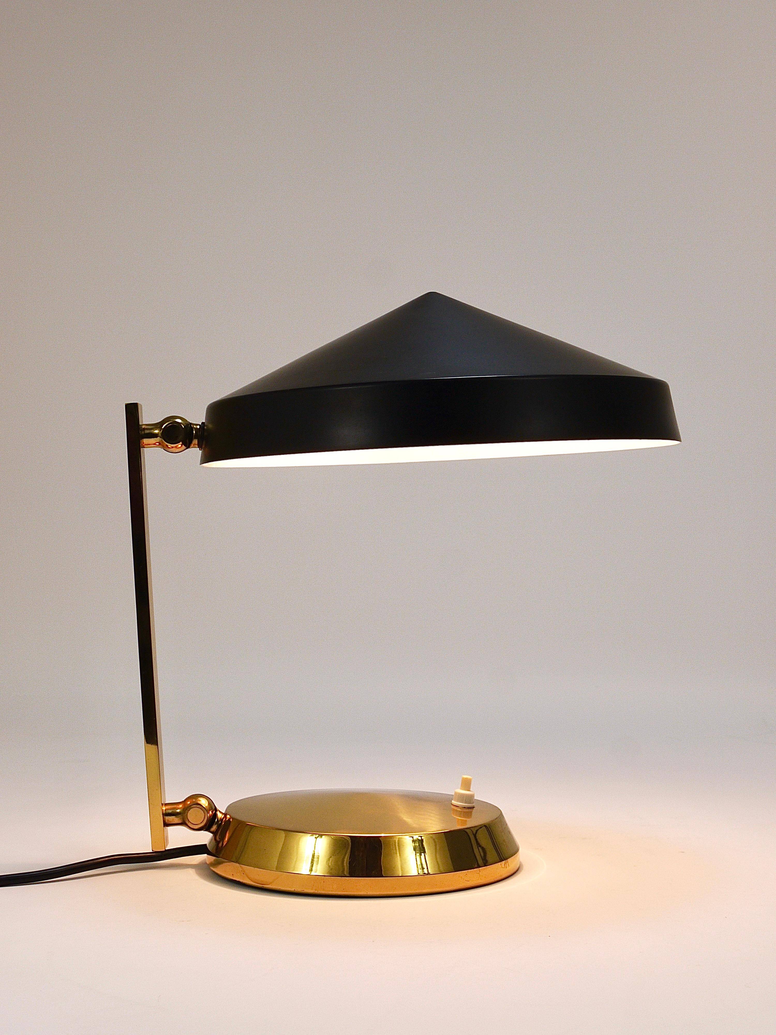 Mid-century table or desk lamp in black brass, Austria, 1960s.