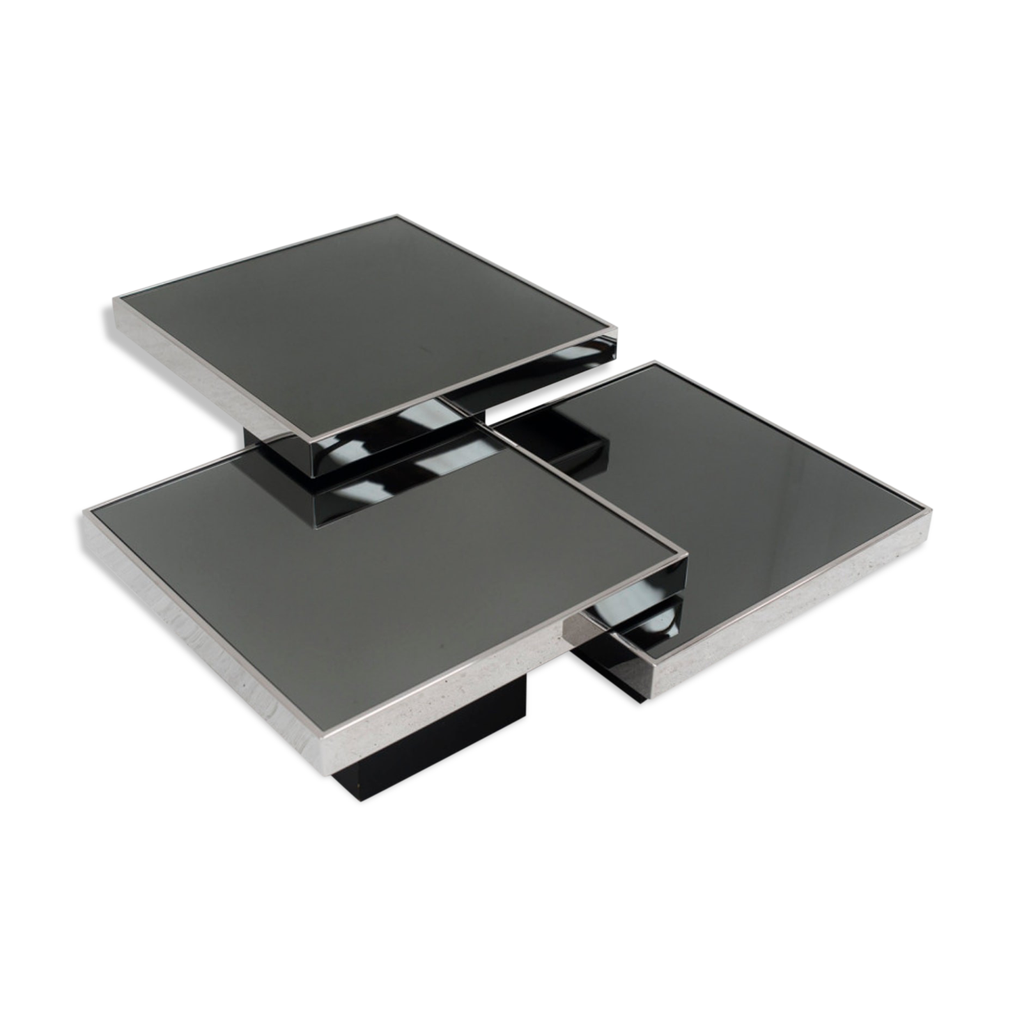 Coffee table chrome mirror Willy Rizzo for Cidue Italy 1970