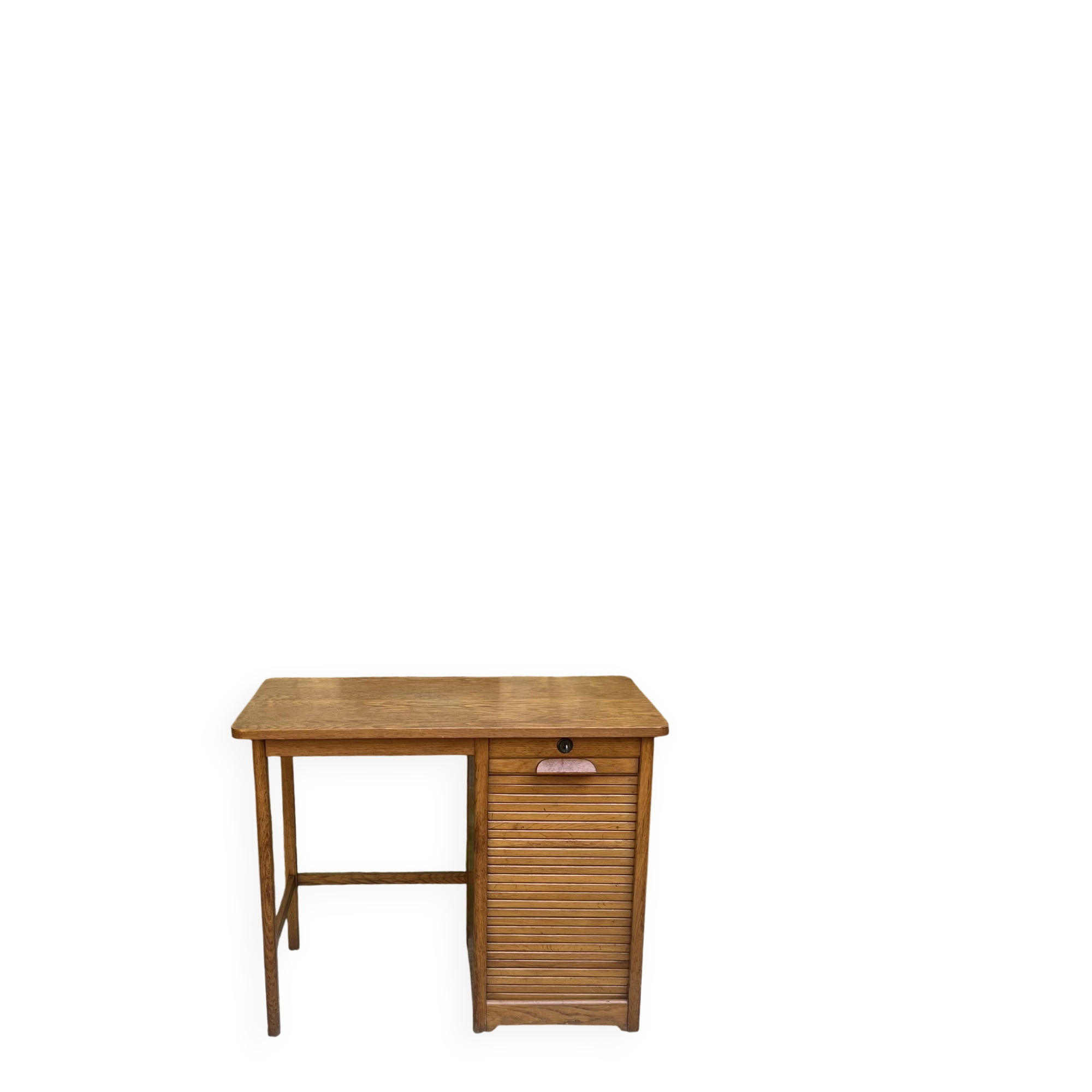 Vintage desk with curtain – wood – side shelf