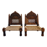 2 chaises traditionnelles Pida, Inde, années 50/60