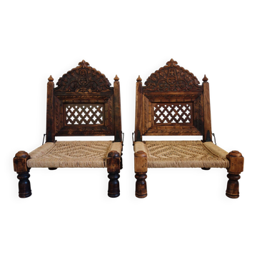 2 traditional Pida chairs, India, 1950s/60s