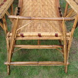 Vintage rattan chaise longue 1950