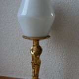 Lampe sujet chérubin en métal doré ancienne