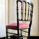 Napoleon III chair in black and gold wood and pink cotton