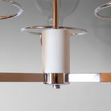 Space Age Three Lights Chromed Chandelier, Italy 1970s