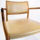 Pair of N.O. Moeller armchairs, model 65, in rosewood and light leather