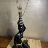Pied de lampe plâtre femme africaine signé Pagliani