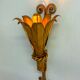Pair of XL gilt metal tulip wall sconces, France, 1960s
