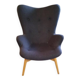 Fauteuil scandinave tissus feutre gris foncé