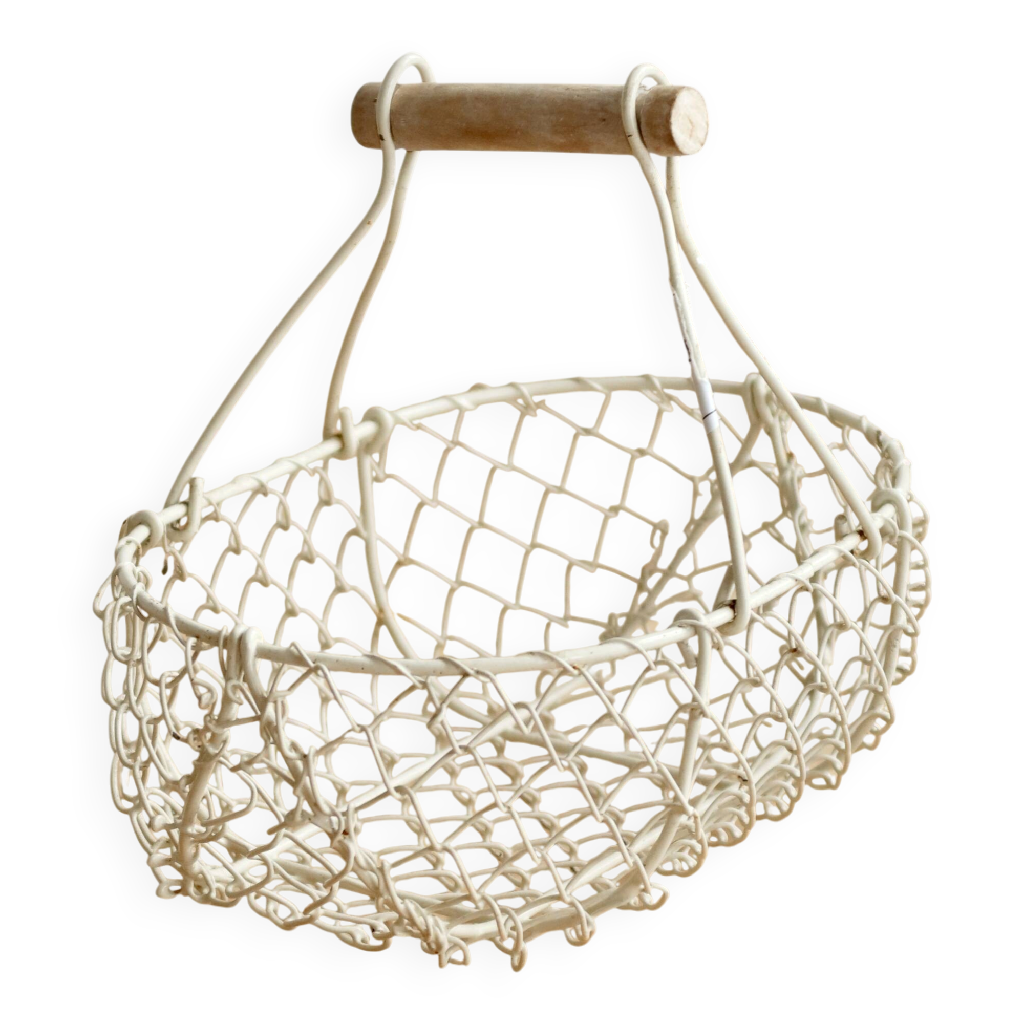 Small vintage white metal harvest basket