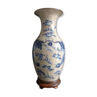 Nanjing porcelain vase cracked China 42cm dragon 19th