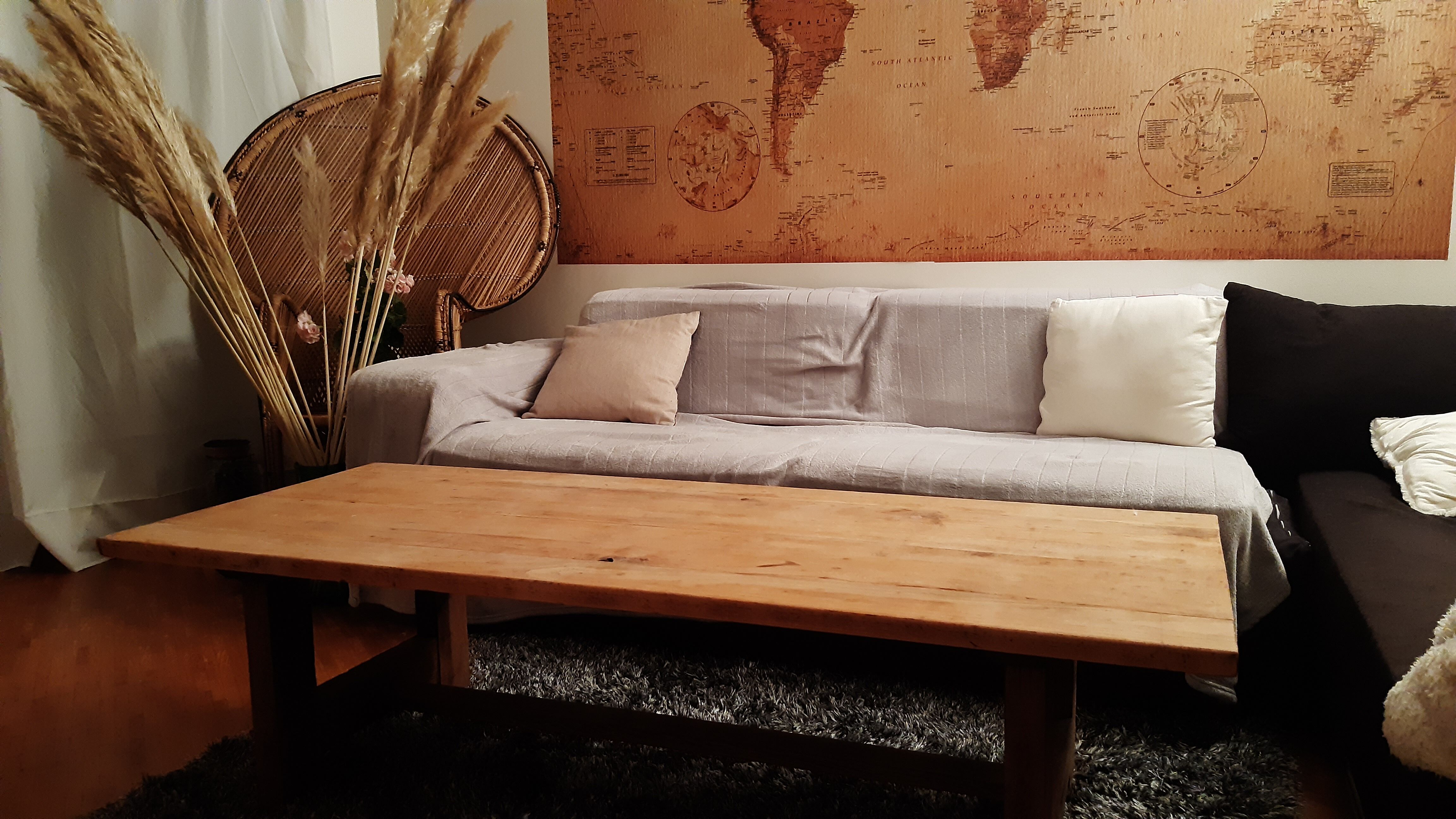 Long coffee table, solid oak