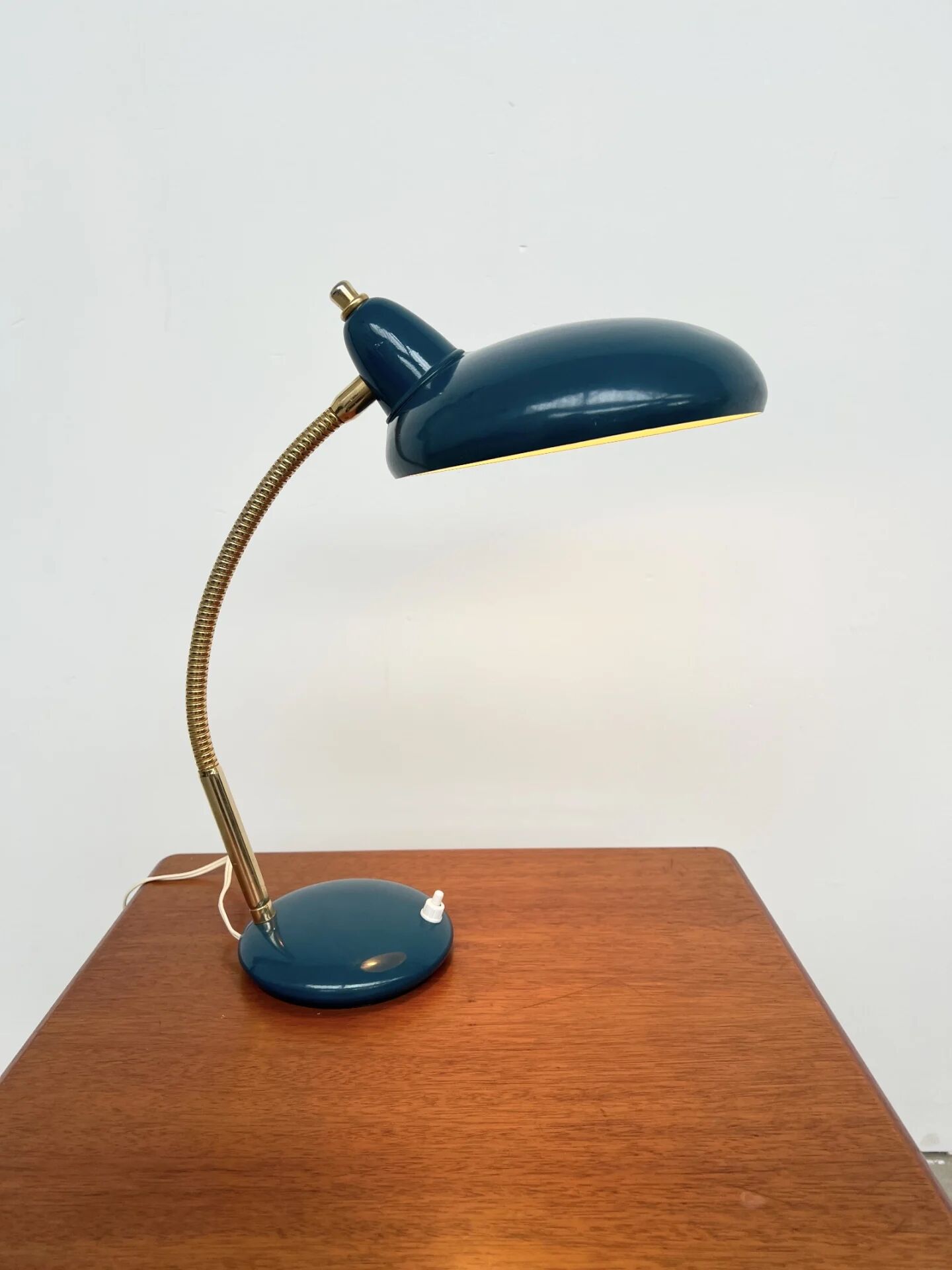 Adjustable table lamp — Duck blue and gold metal — 1960s